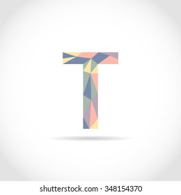 T Letter Logo Icon Mosaic Pattern Design template Element. Low Poly style