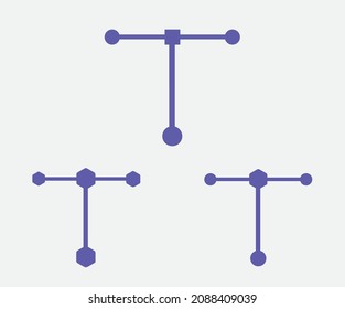 Carta para el logotipo. Logo inicial de la letra T. Elemento de plantilla de diseño de logotipo de vectores planos. Logo De La Letra Inicial T. Representación de la letra T con un hexágono,círculo,cuadrado.