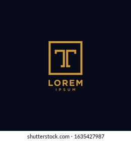 T letter logo initial logotype icon vector in elegant simple style 