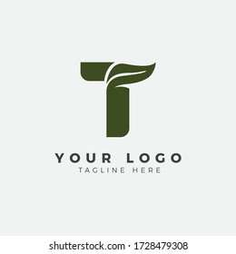 T Letter LOGO with leaf negative space logo simple and MODERN logo