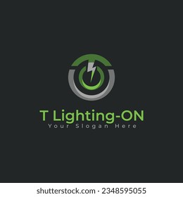 T Letter Logo Lighting Button On, suitable for any business especially related to logos.