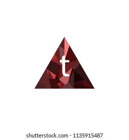 T Letter Logo With Low poly Triangle Background