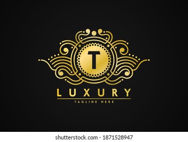 T letter logo luxury design. Badge template for brand. unique texture.