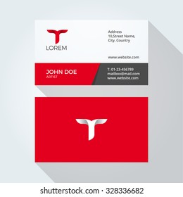 T Letter Logo Modern Simple Abstract. Corporate Business card design template