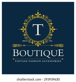 t Letter logo, Monogram design elements, line art logo design. Beautiful Boutique Logo Designs, Business sign, Restaurant, Royalty, Cafe, Hotel, Heraldic, Jewelry, Fashion, Wine. Vector illustration