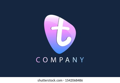 T Letter Logo. Oval Shape Modern Design with Glossy Look