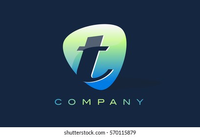 t Letter Logo. Oval Shape Modern Design with Glossy Look.