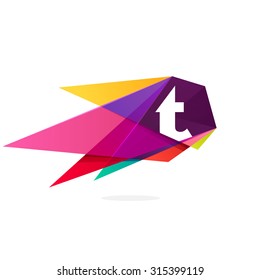 T letter logo with polygonal comet.