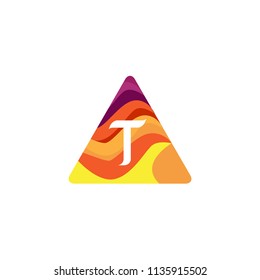 T Letter Logo With Rounded Triangle Background