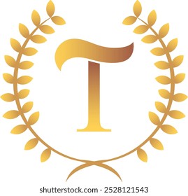 T Letter Logo Royal. Golden Color- Vector