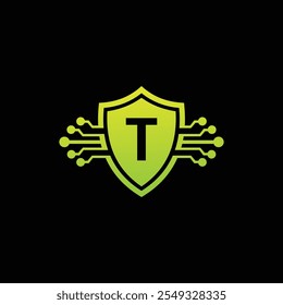 T letter Logo with Shield, T shield logo design template 