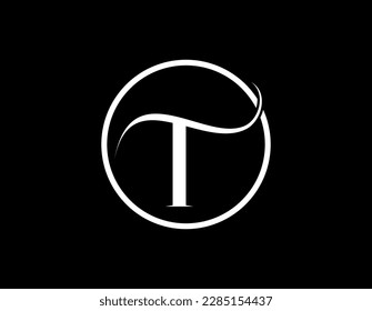 T Letter Logo Sign Design With Water Wave Concept. T Circle logo