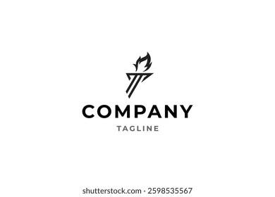 T Letter logo with Torch combination in flat design style