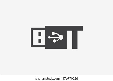 T letter logo, usb flash drive logo design.