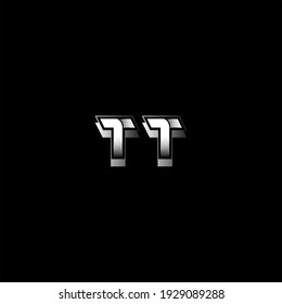 Diseño vectorial del logotipo de letra T sobre fondo de color negro. Monograma de TT