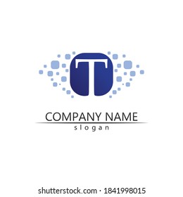T letter, T logo vector font alphabet design and icon T