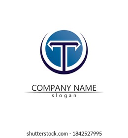 Letra T, diseño del alfabeto del vector del logotipo T e icono T