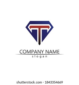 Letra T, diseño del alfabeto del vector del logotipo T e icono T