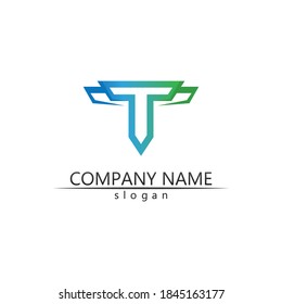 Letra T, diseño del alfabeto del vector del logotipo T e icono T