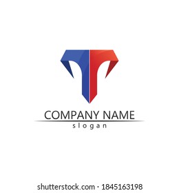 Letra T, diseño del alfabeto del vector del logotipo T e icono T