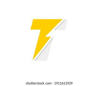 T-Buchstaben-Logo, Vektorgrafik mit Blitzleistensymbol