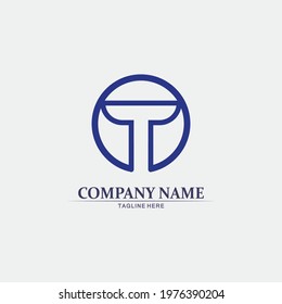 T letter, T logo vector font alphabet design and icon T