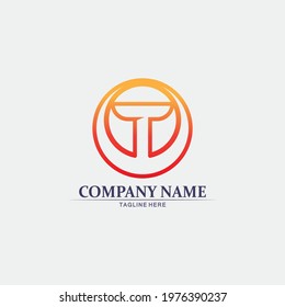 T letter, T logo vector font alphabet design and icon T
