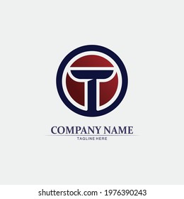 T letter, T logo vector font alphabet design and icon T