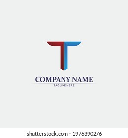 T letter, T logo vector font alphabet design and icon T