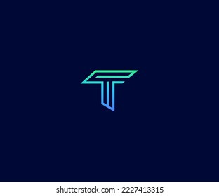 T Letra Modelo De Vector De Logotipo Símbolo De Monograma Resumen. Usable para el deporte de negocios, la tecnología, la moda, el logotipo digital y creativo futuro