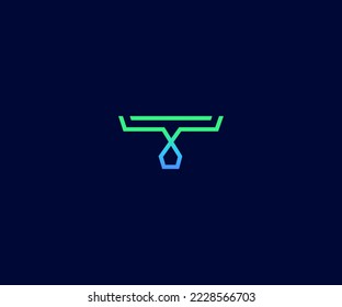 T Letra Modelo De Vector De Logotipo Símbolo De Monograma Resumen. Usable para el deporte de negocios, la tecnología, la moda, el logotipo digital y creativo futuro