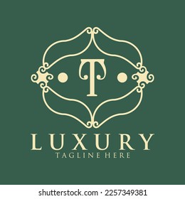 T letter luxury logo. Brand identity for cafe, shop, store, restaurant, boutique, hotel, heraldic, fashion and etc.