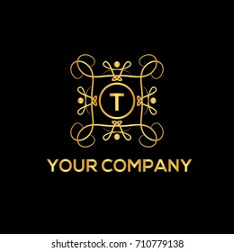 T letter luxury monogram. Boutique, hotel or restaurant logo template