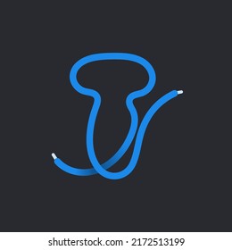 T letter made shoelace. Vector isolated font for app logo, sport design, creative template and more