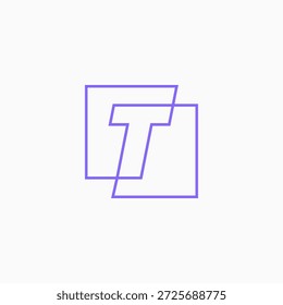 Ilustración de icono de Vector de logotipo cuadrado de marca de letra T