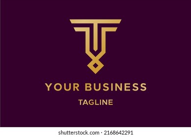 T letter monogram logo design, initial, icon, symbol crafted with precision and elegance. It's symmetrical design exudes sophistication, ideal for upscale brands in fashion, jewelry, or hospitality.