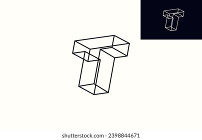 Diseño del logotipo del monograma de letra T con dos caras