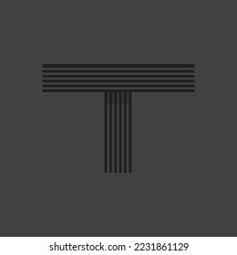T letter monogram in striped style.