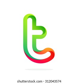 T letter one line colorful logo. Abstract trendy multicolored vector design template elements for your application or corporate identity.
