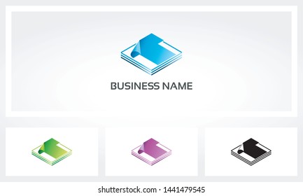 T Letter Pages Sheet Logo