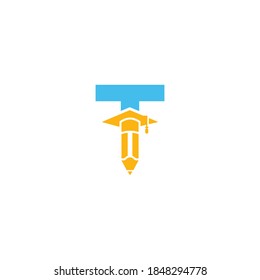 T Letter Pen Logo Design vector template