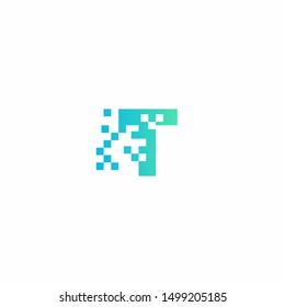 T Letter pixel logo design modern template