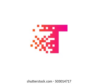 T Letter Pixel Motion Logo Design Template 