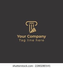 T letter pizza unique logo design