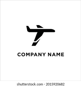 T Letter Plane Logo Design Template Stock Vector