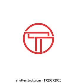 T letter in round. Vector logo.
