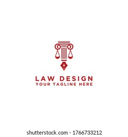 T letter with scale and pen nib, law vector design company logo. - Vector
