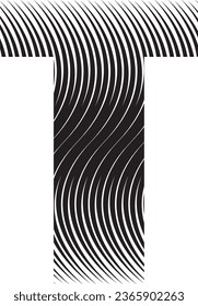 T letter stripes logo design element in black colour