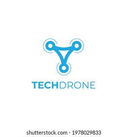 T letter Tech drone logo design vector template fully editable