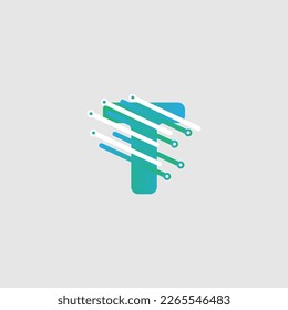 T letter Tech Logo design template for a tech company. Vector design